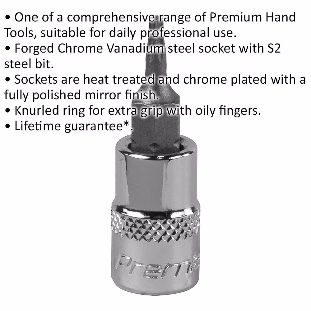 Loops T8 TRX Star Socket Bit 1/4 inch Square Drive Silver S2 Steel with Knurled Grip – 2