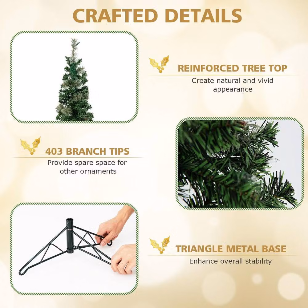 Costway 7ft Half Christmas Tree with 403 Branch Tips and 150 Lights in Green – 2