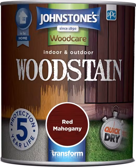 Johnstones Indoor and Outdoor Woodstain Paint in Red Mahogany, 750ml