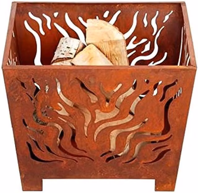 Garden Mile Orange Square Cast Iron Wood Burning Fire Pit and Fire Bowl