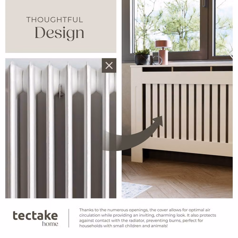 tectake Villa Radiator Cover in White, W/D/H: 78 x 19 x 82 cm – 3