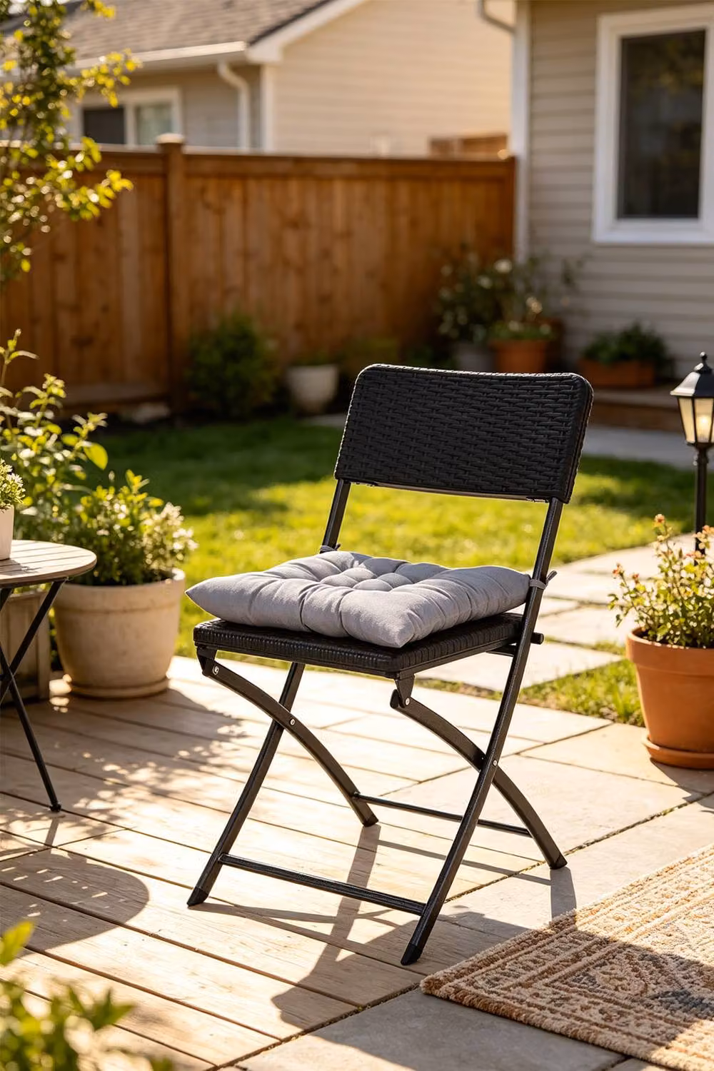 ExtraStar 4-Piece Set of Square Polyester Tatami Seat Cushions for Garden Chairs in Grey – 3