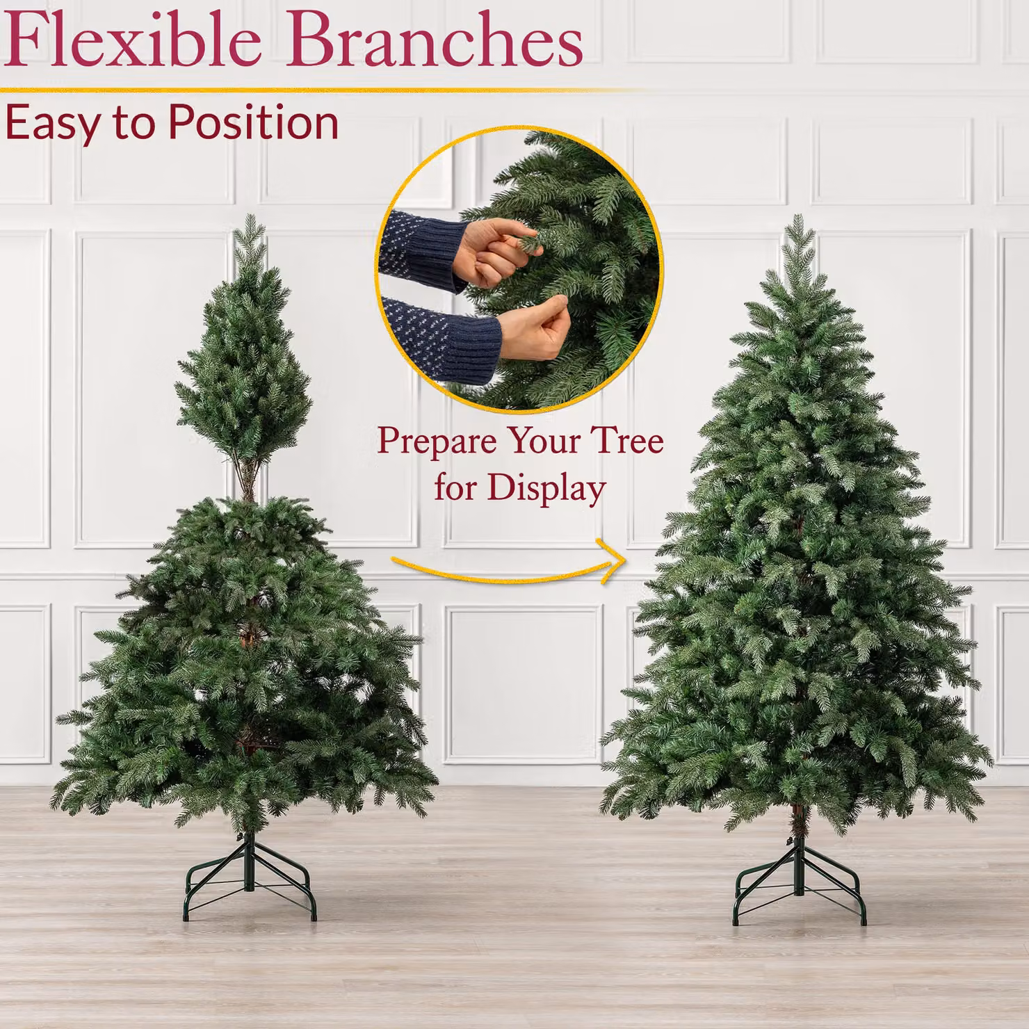 Christow Realistic Green Artificial Christmas Tree with Stand, Height: 152 cm – 5