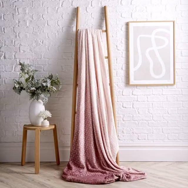 NewEdgeBlinds Pink Chevron Modern Machine Washable Throw, Width: 240 cm