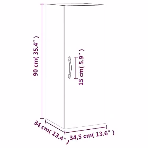 vidaXL Wall Mounted Cabinet in Concrete Grey with Hinged Doors and Internal Shelves, W/D/H: 34.5 x 34.0 x 90.0 cm – 2