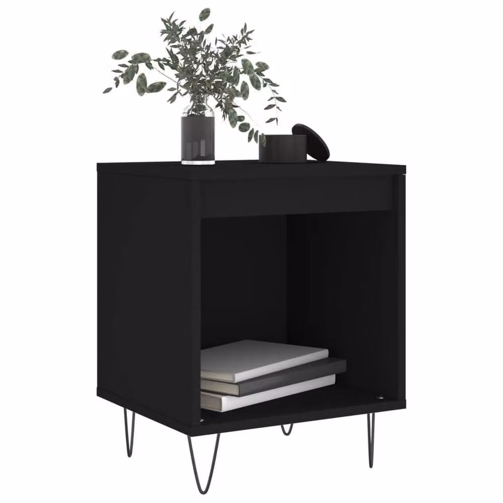 Berkfield Home Set of 2 Modern Black Bedside Cabinets in Engineered Wood, W/D/H: 40 x 35 x 50 cm – 3