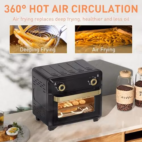 HOMCOM 10L Air Fryer Oven with Hot Air Grill and Roast Function, 1000W, Black – 6