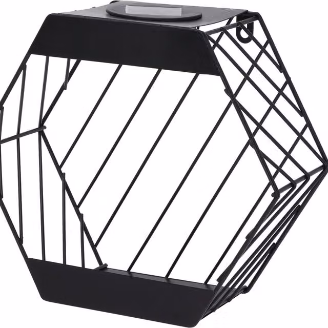 Jack Stonehouse Solar LED Garden Wall Planter Lantern in Black Metal