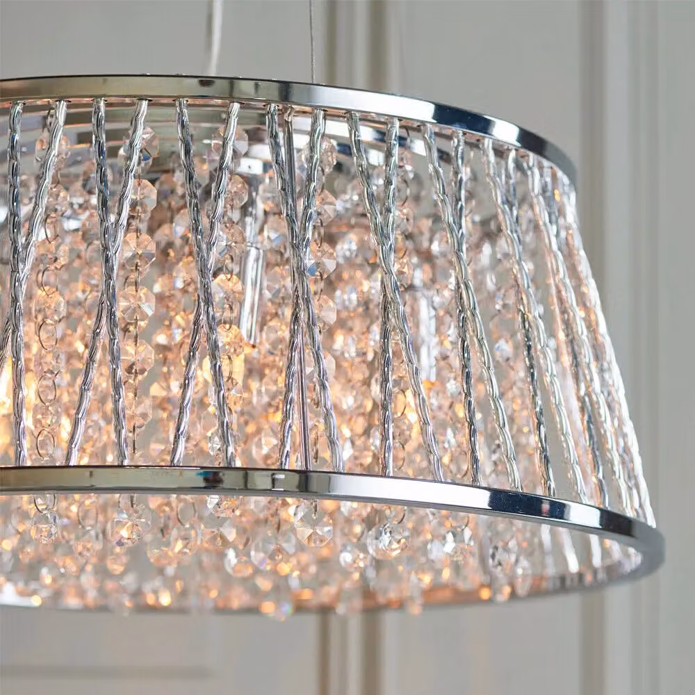 Loops Modern 5 Bulb Multi Light Ceiling Pendant with Crystal Shade in Chrome – 2