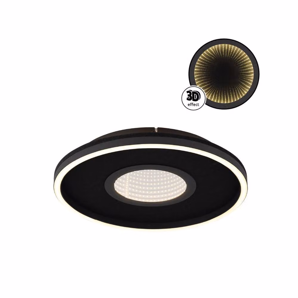Netlighting Emory Integrated LED Semi Flush Ceiling Light, Matt Black, Warm White 3000K – 3