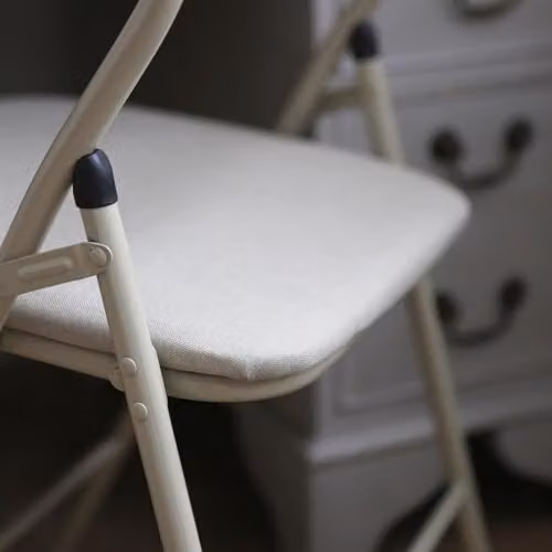 Harbour Housewares Fabric Padded Metal Folding Chair in Beige – 3