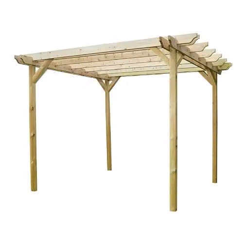 Buttercup Farm Double Wood Garden Pergola in Green, W: 240 cm, D: 180 cm, H: 270 cm – 1