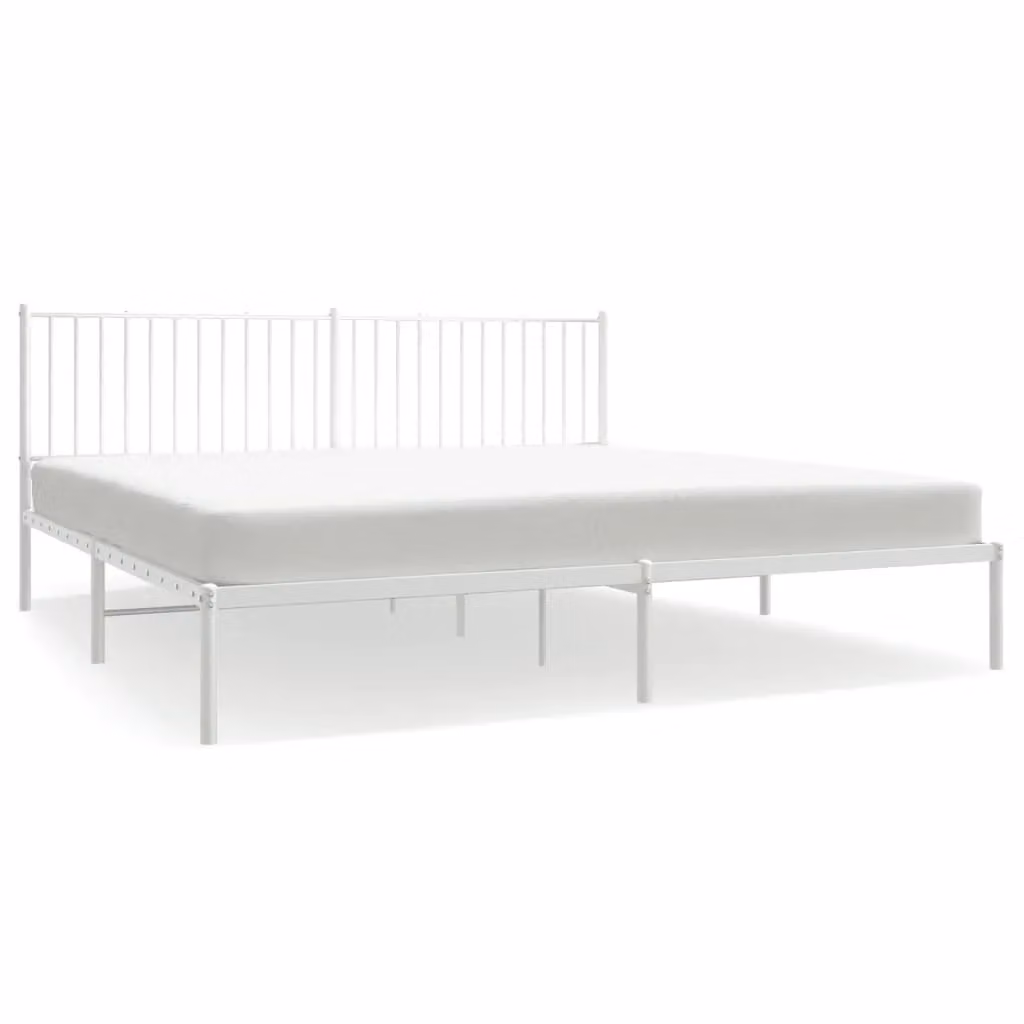 Berkfield Home Metal Bed Frame with Headboard, White, W/D/H: 193 x 203 cm – 2