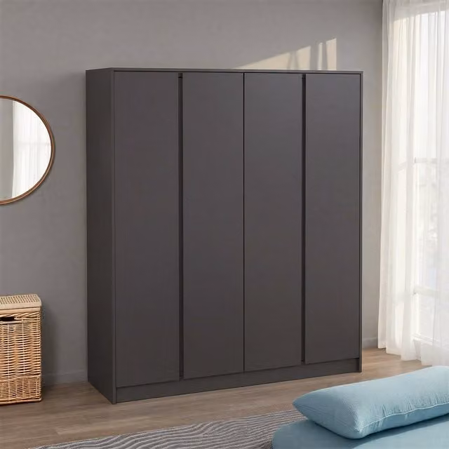 Seconique Malvern 4 Door Wardrobe in Matt Grey