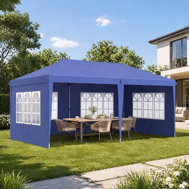 STILVORA Pop Up Gazebo with Removable Walls in Blue, W: 600 cm, D: 300 cm, H: 270 cm – 1