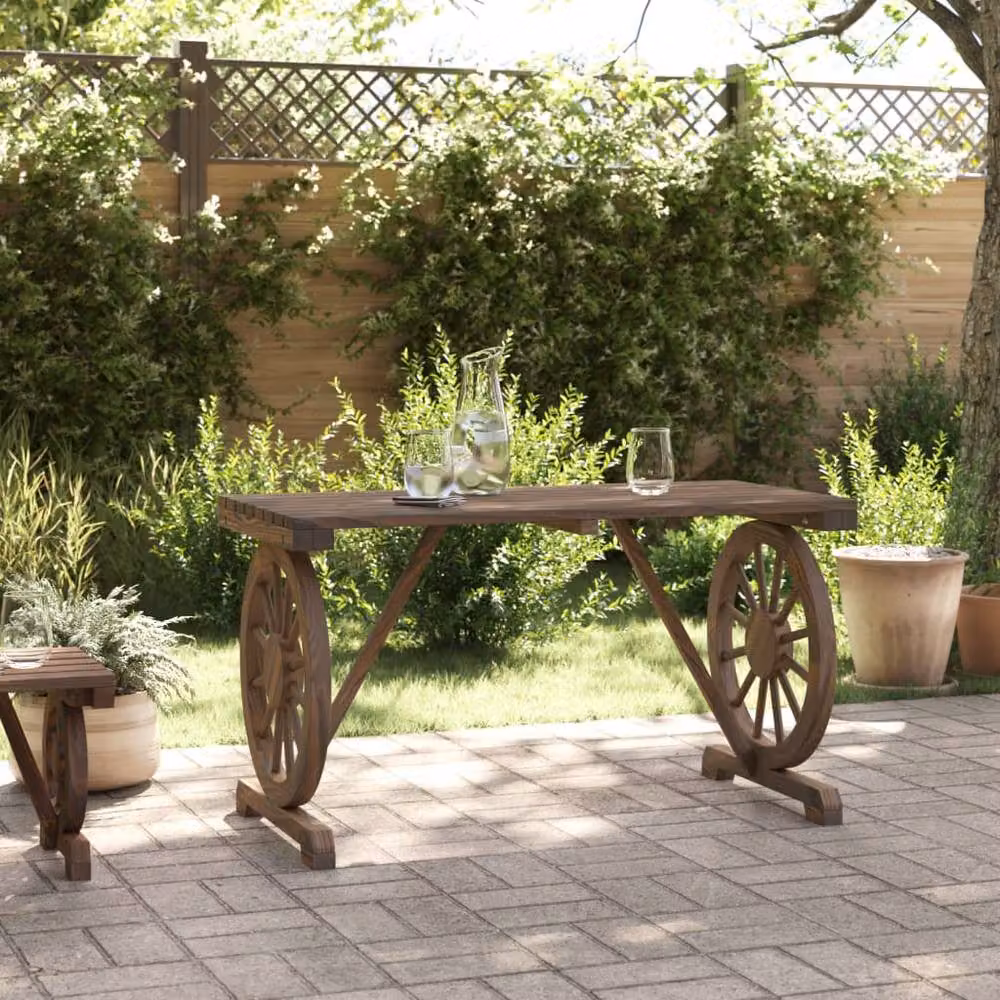 Berkfield Home Rustic Brown Solid Wood Fir Garden Table, W/D/H: 115 x 55 x 65 cm – 3