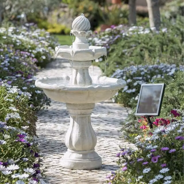 Primrose Imperial Solar Powered Tiered Cascade Water Feature in Brown and White