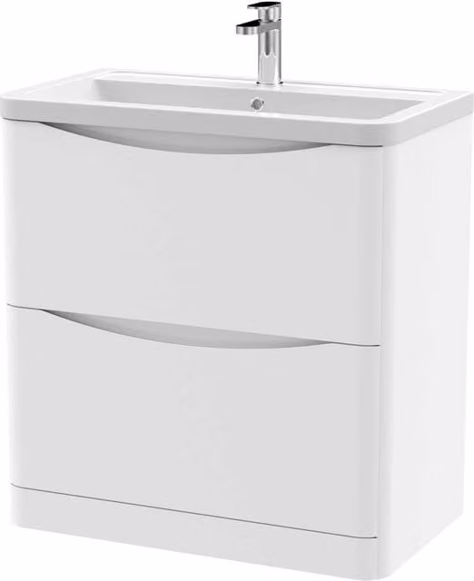 Balterley Dunwood Contemporary 2 Drawer Vanity Basin Unit, Satin White, W: 80 cm