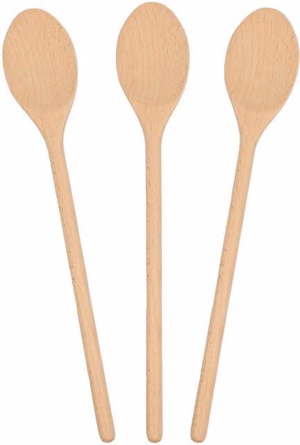Argon Tableware Heat Resistant Oval Wooden Cooking Spoon in Brown and Beige, Length: 35 cm