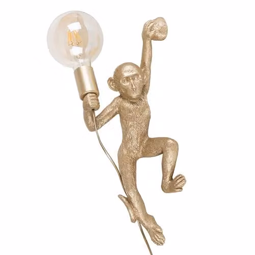 ValueLights Modern Gold Monkey Design Wall Light with Transparent Glass Shade