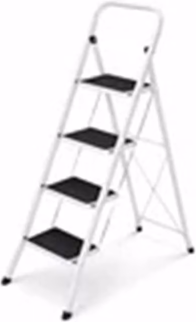 Nordara 4 Step Foldable Steel Stepladder in White, W/D/H: 40 x 40 x 100 cm