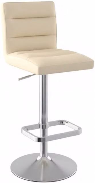 netfurniture Swank Brushed Steel Bar Stool with Cream Faux Leather Padded Seat – 1