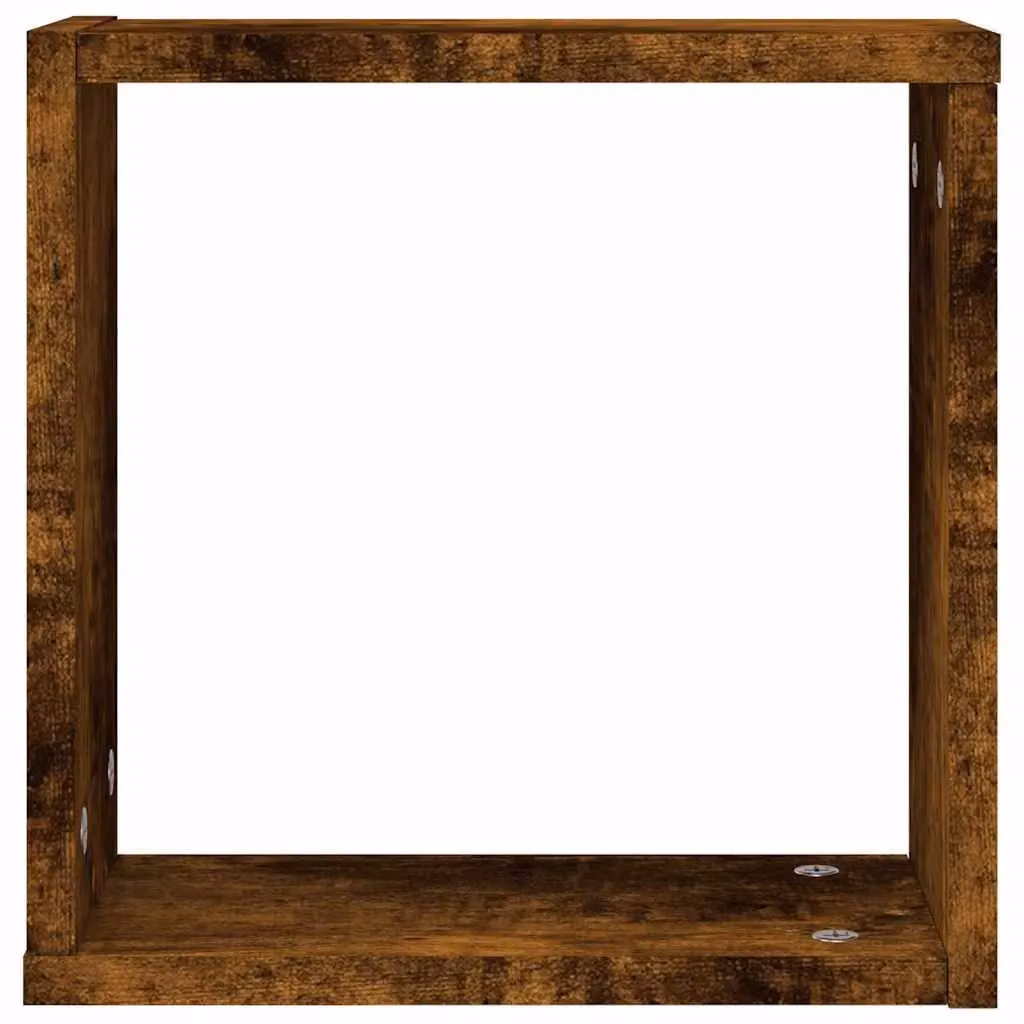 Berkfield Home Wall Mounted Cube Shelves, 2 Pack, Smoked Oak Brown, W/D/H: 30 x 15 x 30 cm – 4