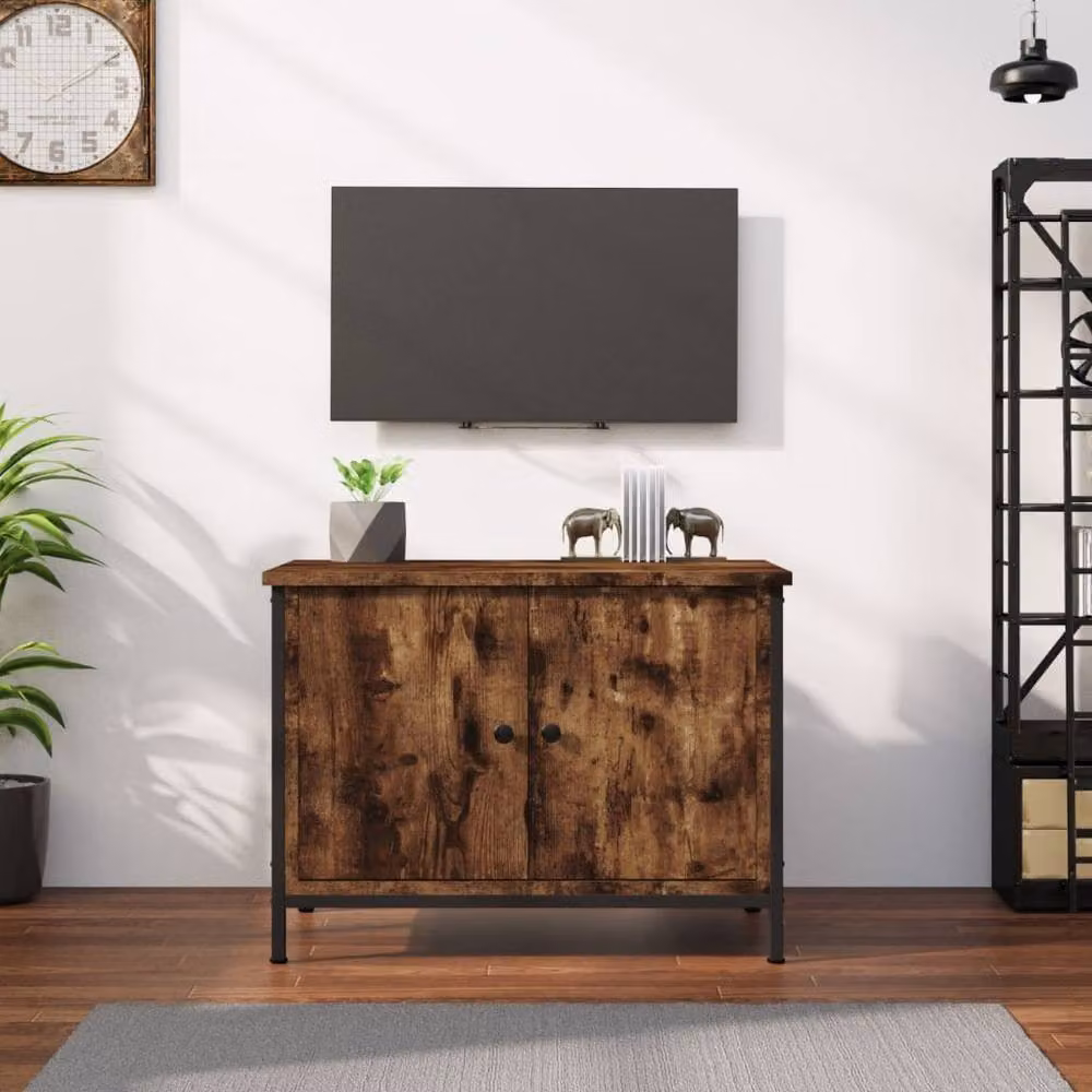 Berkfield Home TV Cabinet with Doors in Smoked Oak Brown, W/D/H: 60 x 35 x 45 cm – 2