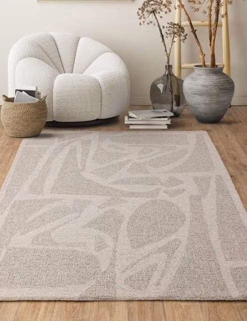 Asiatic Loxley Abstract Modern Wool Rug in Ivory, White and Beige
