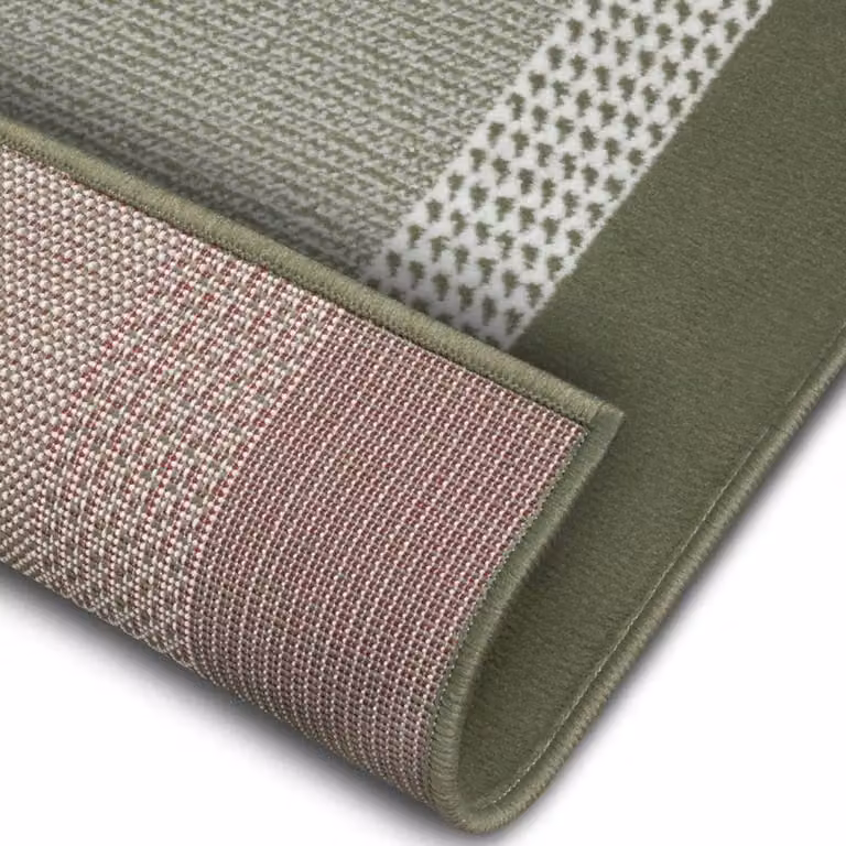 THE RUGS Designer Velours Band Green Polypropylene Runner, W: 80 cm, L: 300 cm