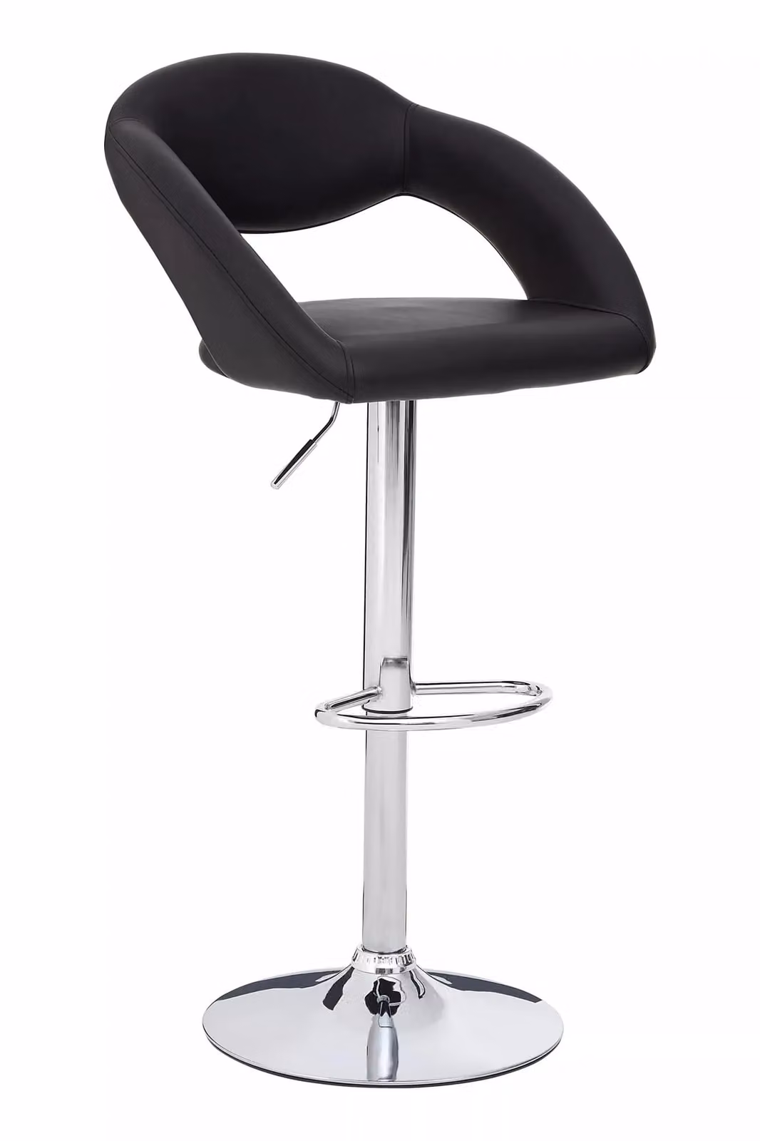 Orsina Black Faux Leather Bar Chair with Armrests and Metal Base – 2