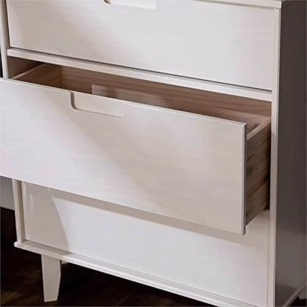 FORGEVIO Pine 3 Drawer Chest of Drawers with Groove Handles in White – 2