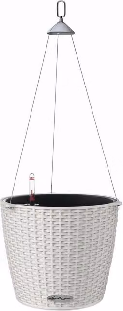 Lechuza Nido Cottage Hanging Basket Planter in Grey and White, Diameter: 27 cm