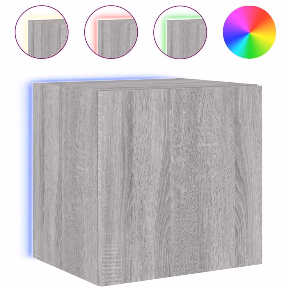 Berkfield Home TV Wall Cabinet with LED Lights in Grey Sonoma, W/D/H: 40.5 x 35 x 40 cm – 1