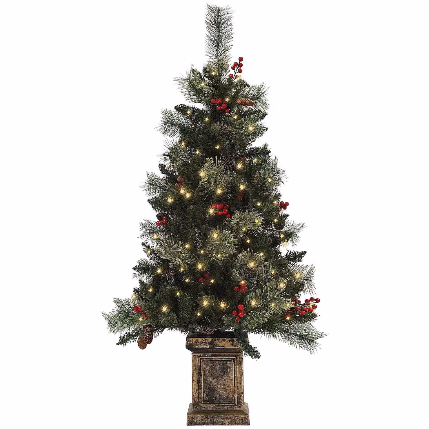 HOMCOM 1.2m Prelit Christmas Tree with 100 Warm White LED Lights and 8 Modes in Green – 2