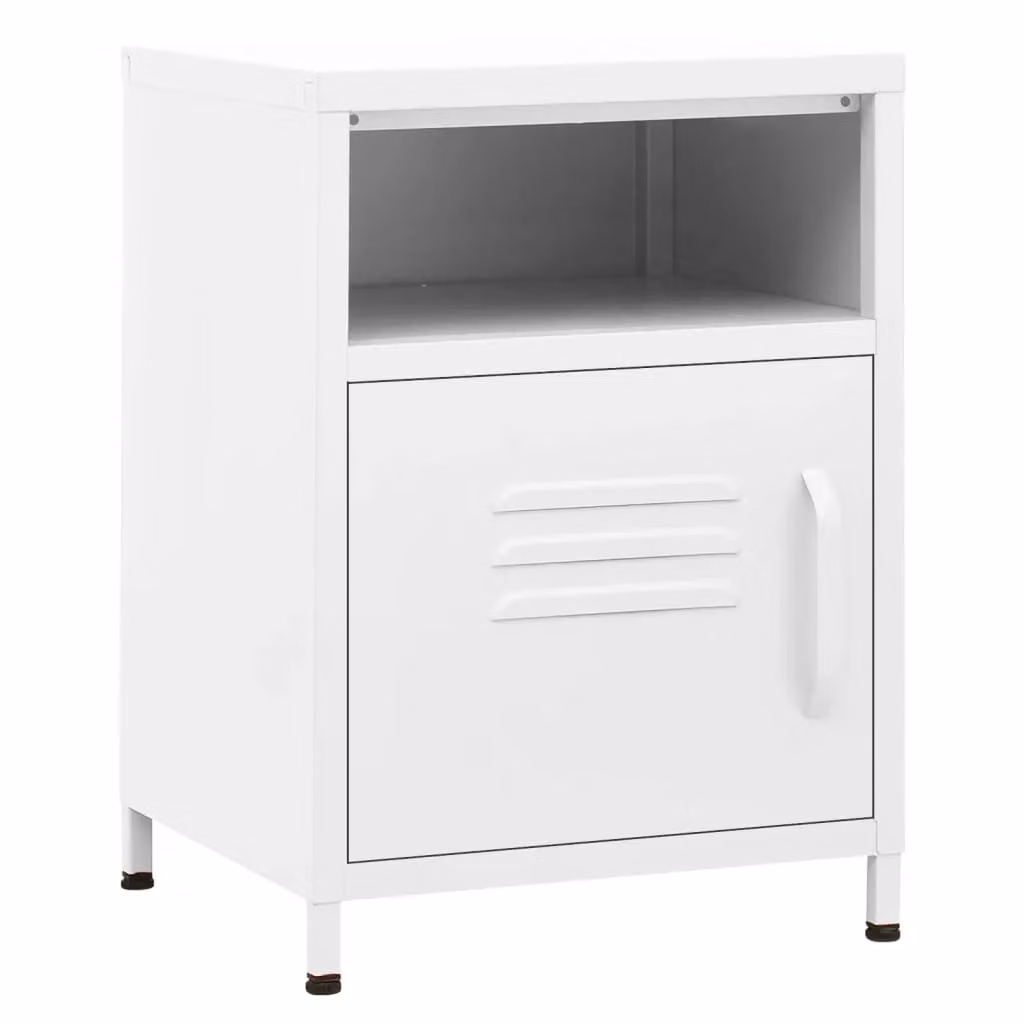 Berkfield Home White Steel Nightstand with Media Compartment, W/D/H: 35 x 35 x 51 cm – 2