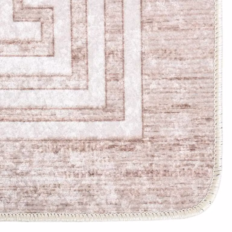 Berkfield Home Washable Geometric Round Rug in Beige with Anti Slip Base, Diameter: 100 cm