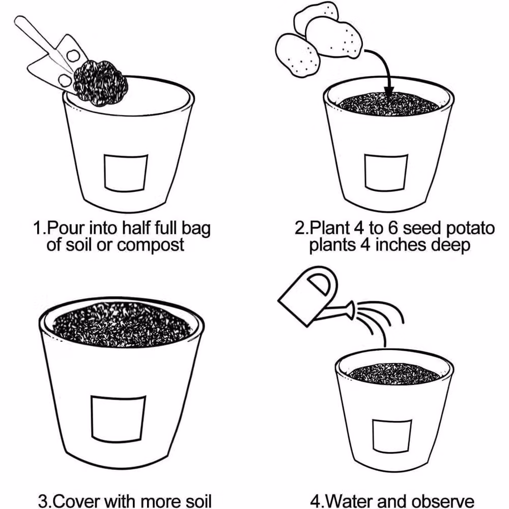 KORVIXA Pack of 2 Black Plastic Grow Bags for Vegetable and Fruit Gardening – 5