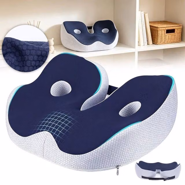 KORVIXA Ergonomic Memory Foam Hip Support Seat Cushion in Blue, W/D/H: 120 x 90 x 14 cm