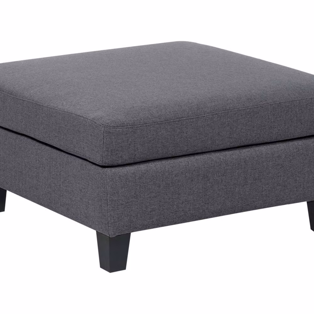 Wyld and Coco Modern Square Ottoman Footstool in Dark Grey Polyester – 2