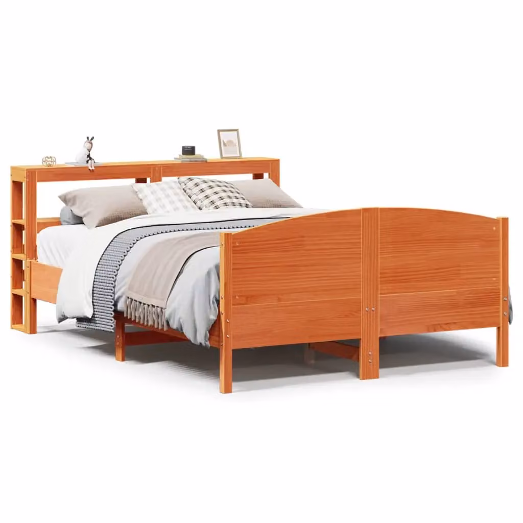 Berkfield Home Small Double Solid Wood Pine Bed Frame in Wax Brown, W/D/H: 120 x 190 cm – 2