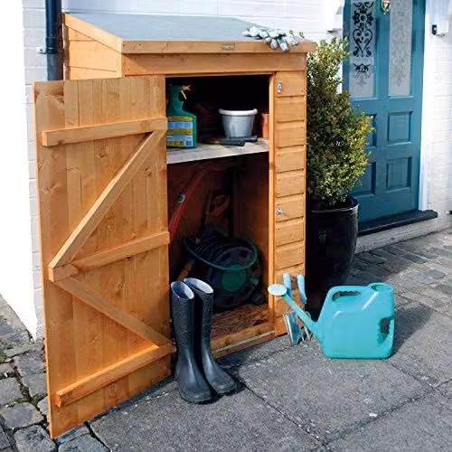 Rowlinsons Mini Store Tall Wooden Garden Storage Cabinet in Brown, W/D/H: 93.5 x 64 x 150 cm – 2