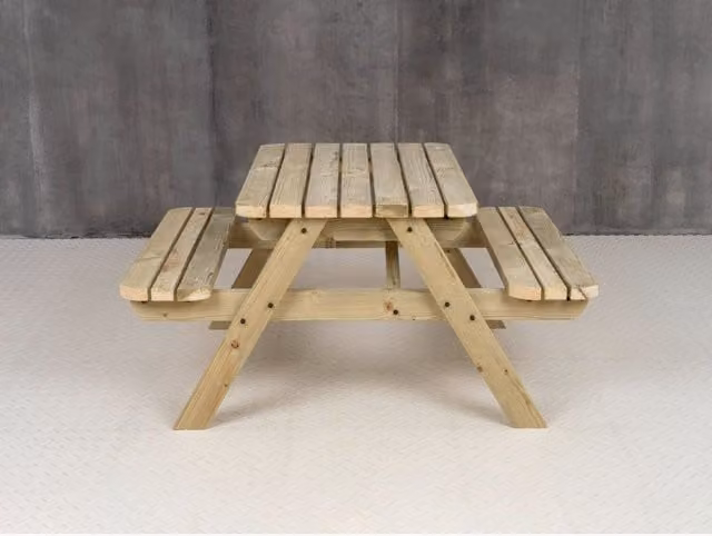 Arbor Garden Solutions Rustic Wood Picnic Table and Benches Set in Green, W: 140 cm, D: 73 cm, H: 140 cm