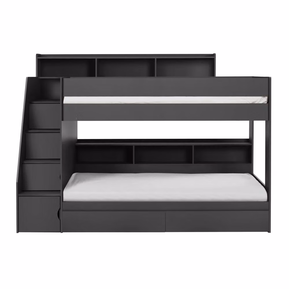 Cheshire Solid Pine Single Staircase Bunk Bed in Anthracite Black, 90 x 200 cm – 3