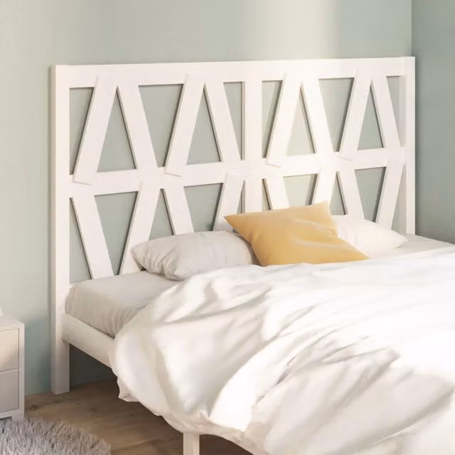 Berkfield Home White Rustic Solid Pine Wood Bed Headboard W: 126 cm, D: 4 cm, H: 100 cm