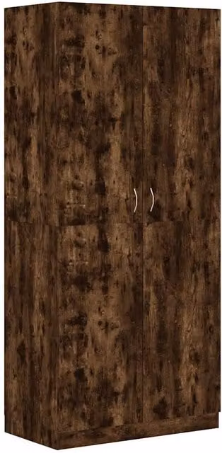 Berkfield Home Smoked Oak Wardrobe in Brown, W/D/H: 90 x 50 x 200 cm