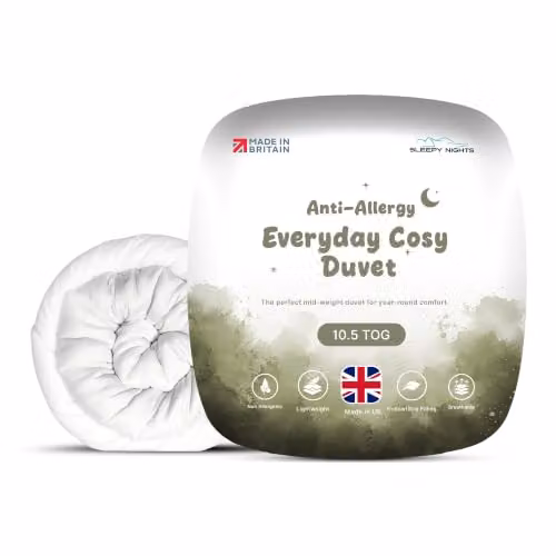 SleepyNights Double Duvet 10.5 Tog, White, W/D/H: 200 x 200 cm, Breathable Hollowfibre Filling, All Year Round Hypoallergenic Quilt – 1