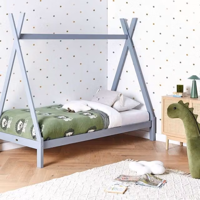 Wyld and Coco Grey Pine Teepee Kids Bed Frame with Slatted Base, W/D/H: 90 x 200 cm – 1