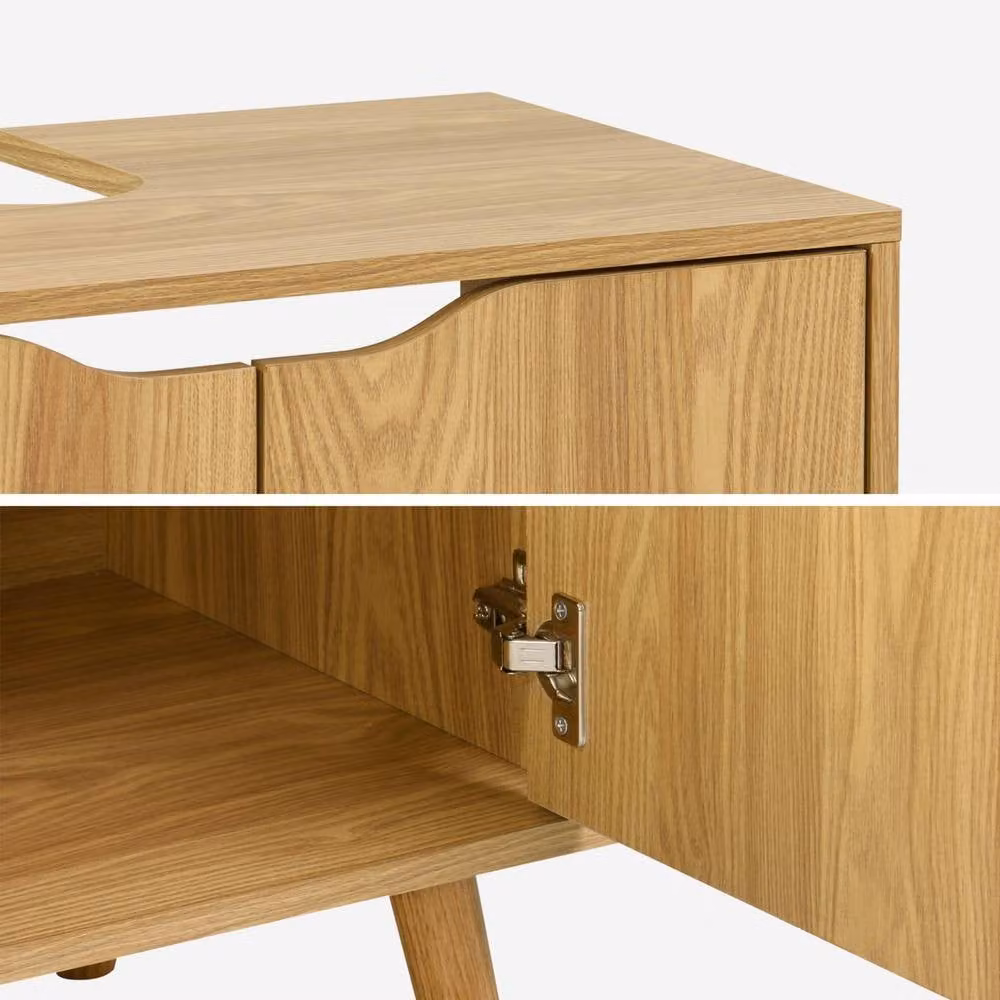Sweekeek Vintage Under-Sink Bathroom Cabinet in Light Brown Pine Wood, W/D/H: 70 x 40 x 40 cm – 3