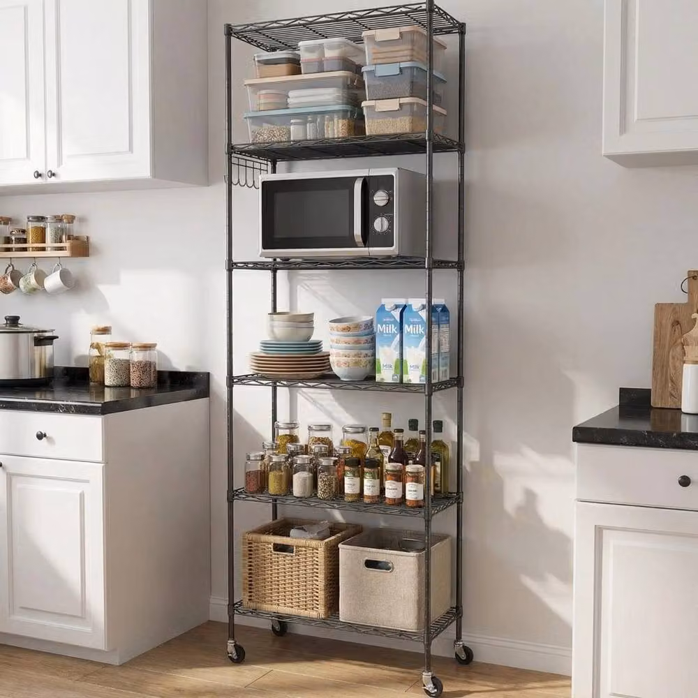 VOGREX 6 Tier Metal Wire Shelving Unit Storage Rack in Black – 2